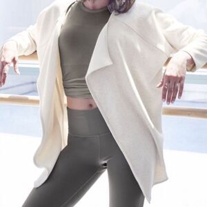 Athleta Cozy Karma Oversized fleece lined Oatmeal Heather Coatigan Cardigan